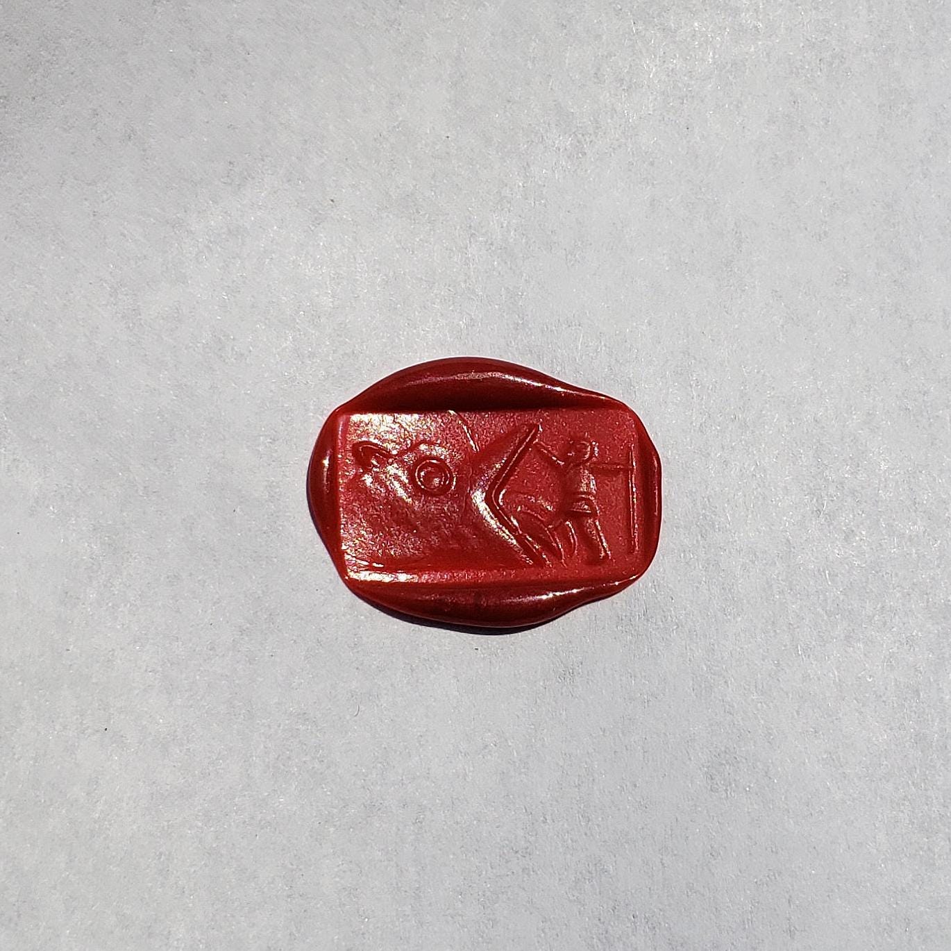 Víðarr slaying Fenrir wax seal signet ring