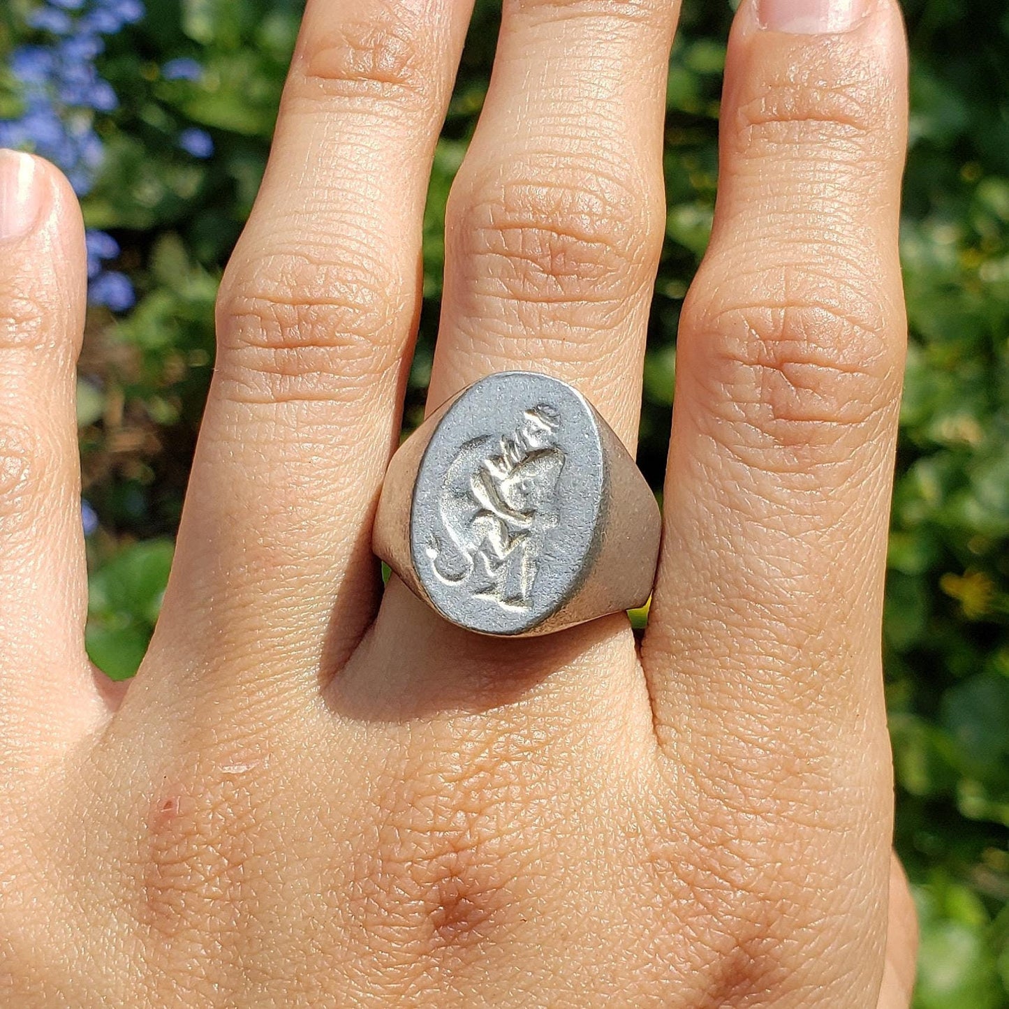 Hercules and the Nemean lion wax seal signet ring