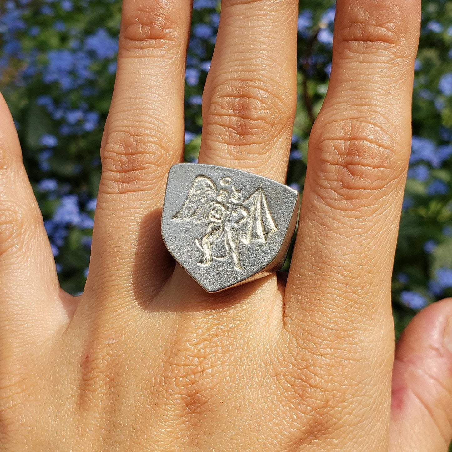 Angel devil friend wax seal signet ring