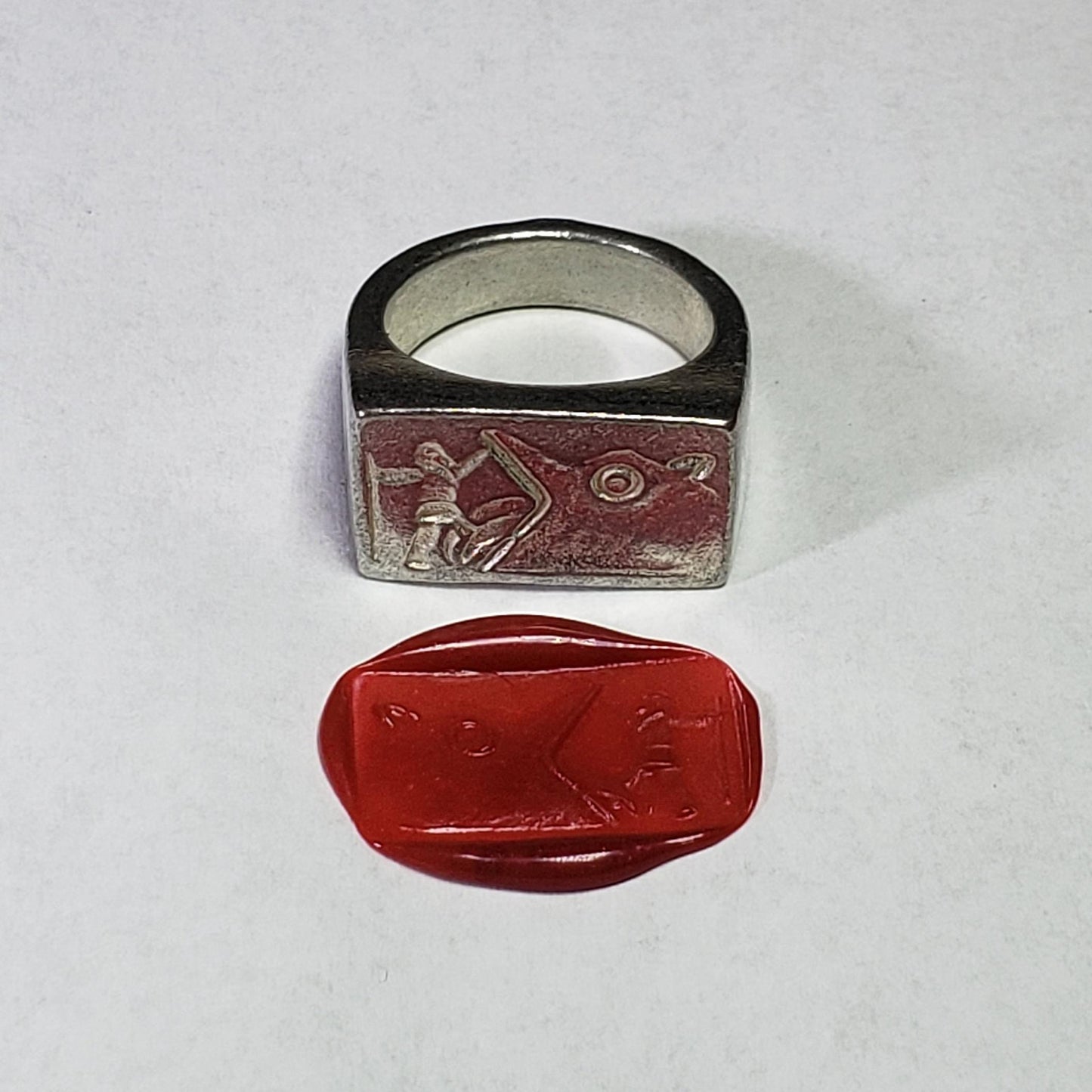 Víðarr slaying Fenrir wax seal signet ring