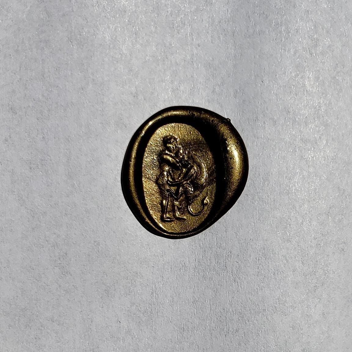 Hercules and the Nemean lion wax seal signet ring