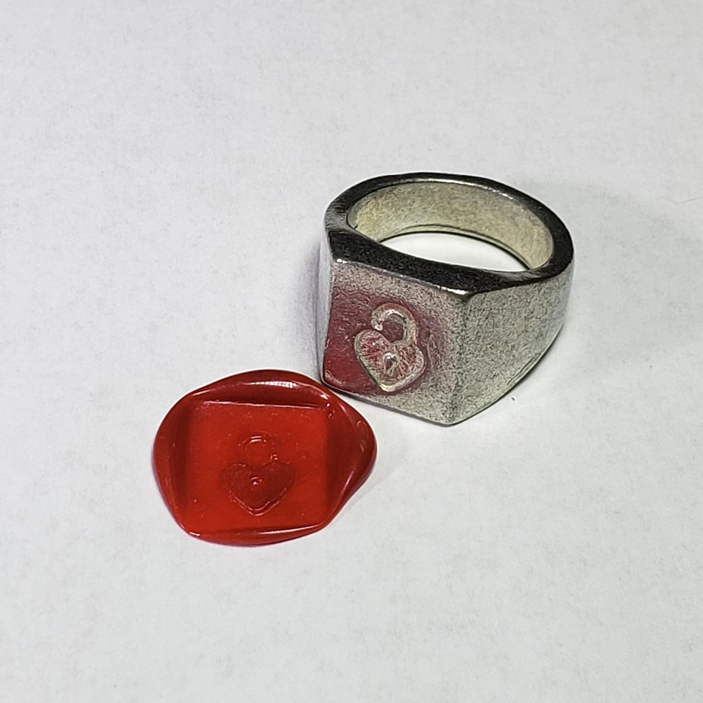 Heart lock wax seal signet ring