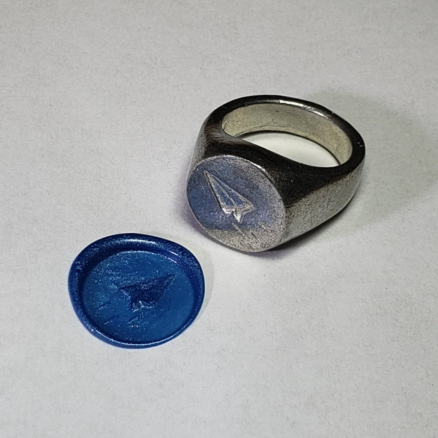 Paper plane wax seal signet ring