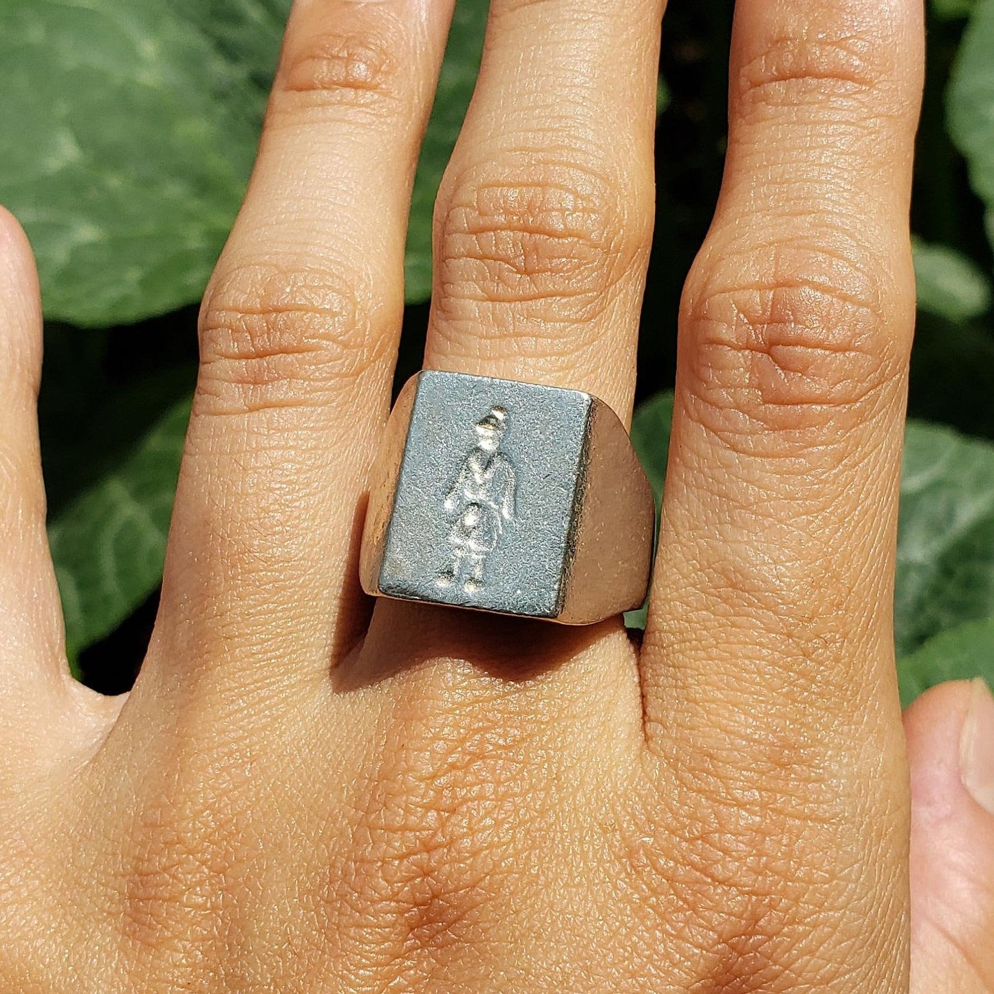 2 kids in a trench coat wax seal signet ring