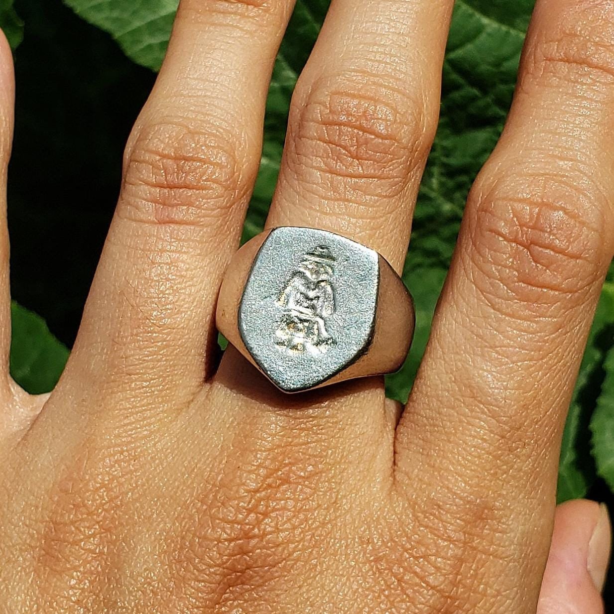 3 racoons in a trench coat wax seal signet ring