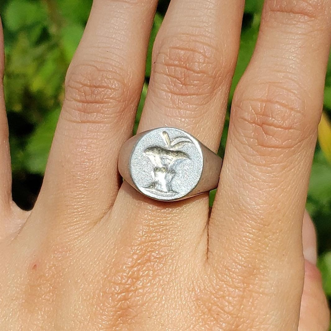 Apple core wax seal signet ring