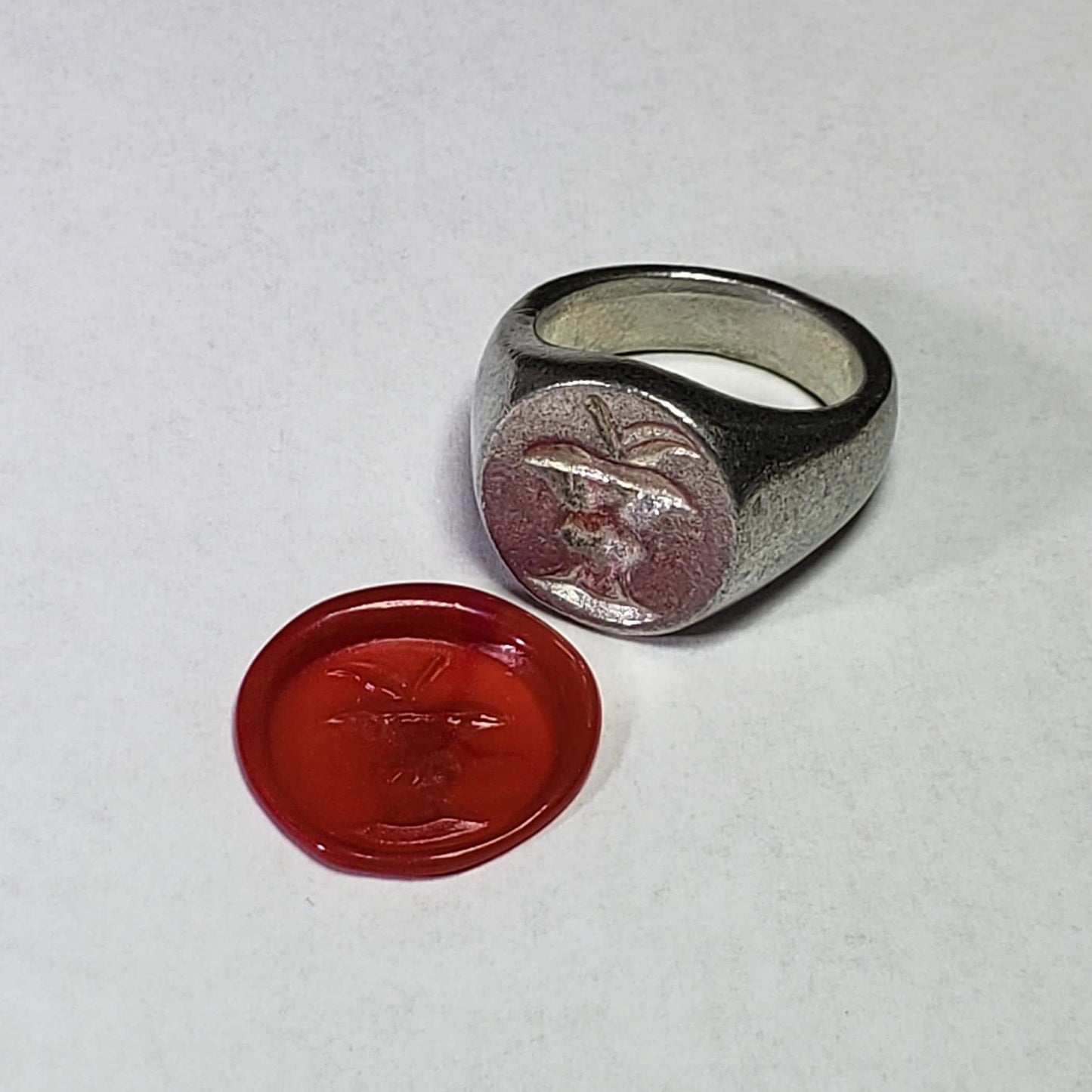 Apple core wax seal signet ring