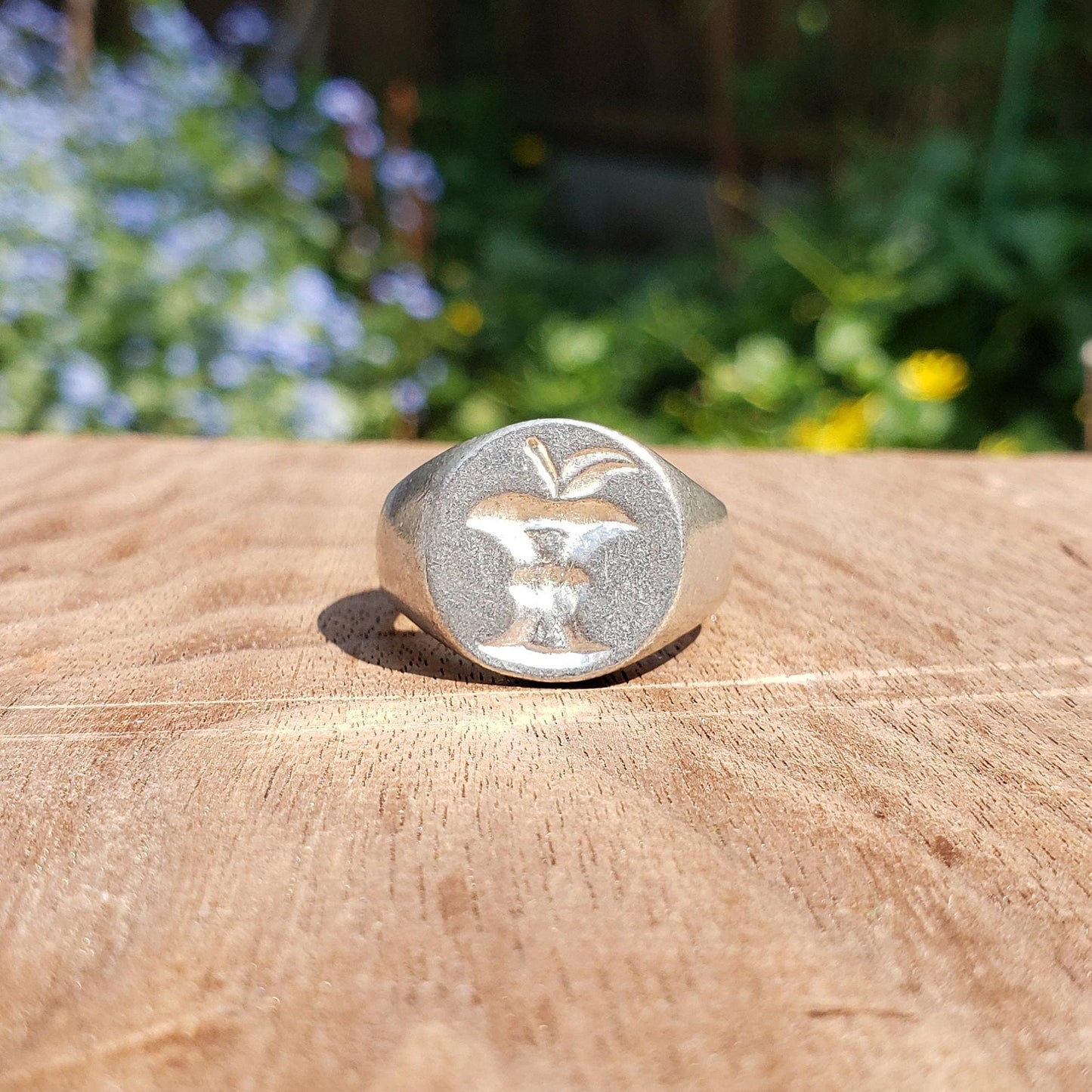 Apple core wax seal signet ring