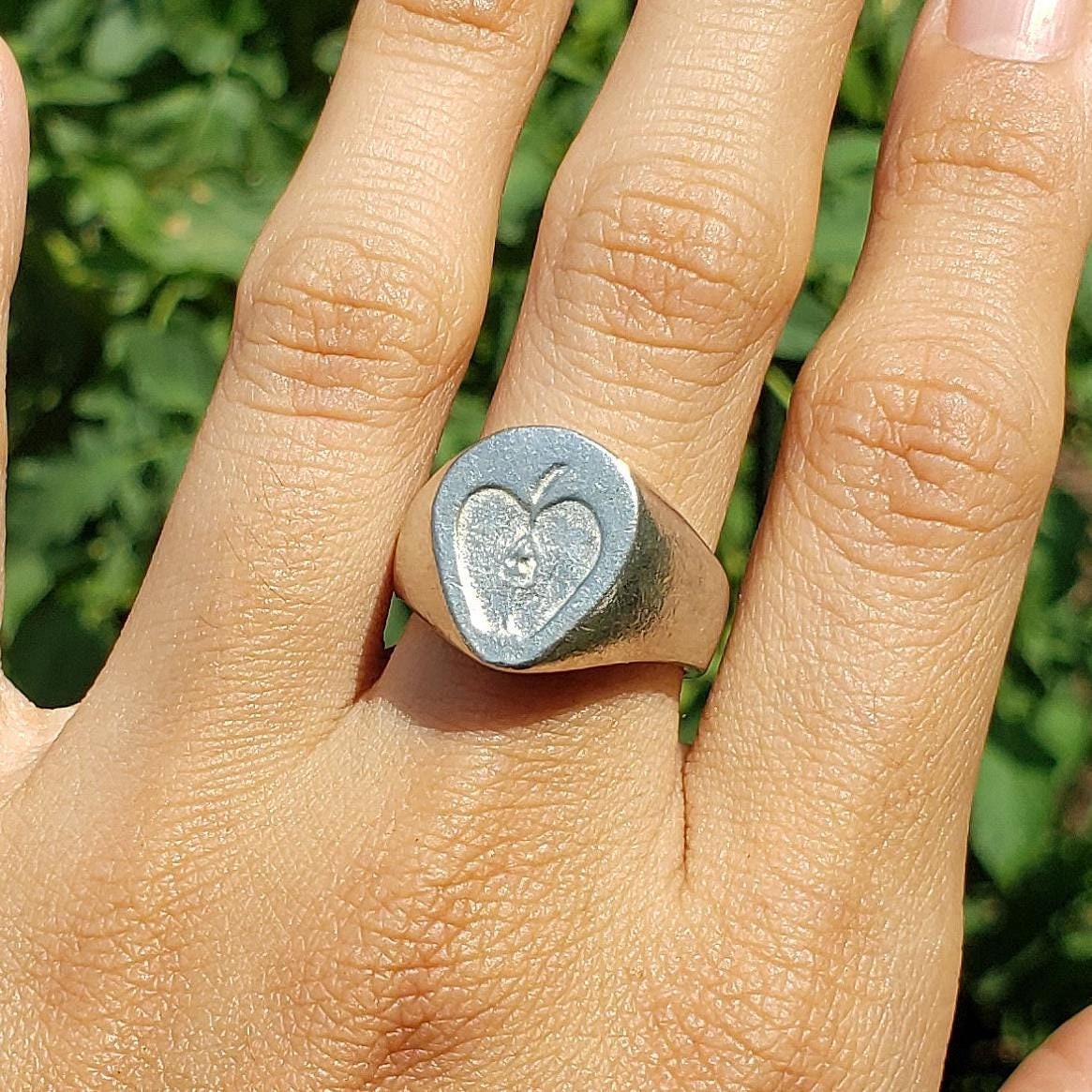 apple half wax seal signet ring