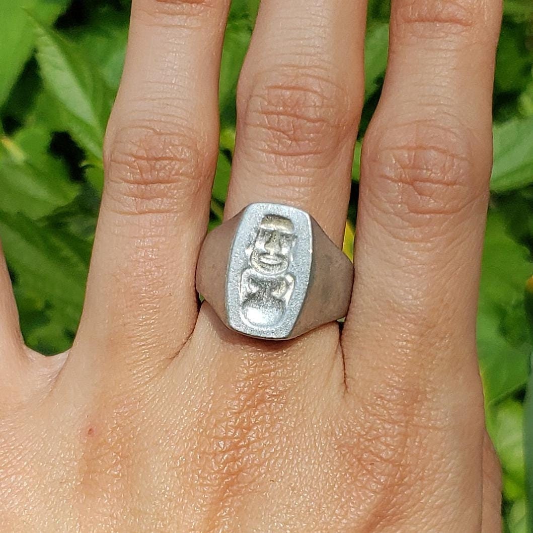 Moai wax seal signet ring