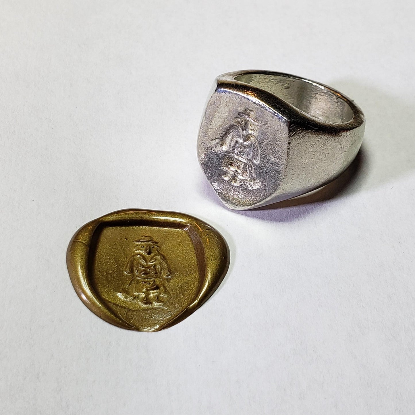 3 racoons in a trench coat wax seal signet ring