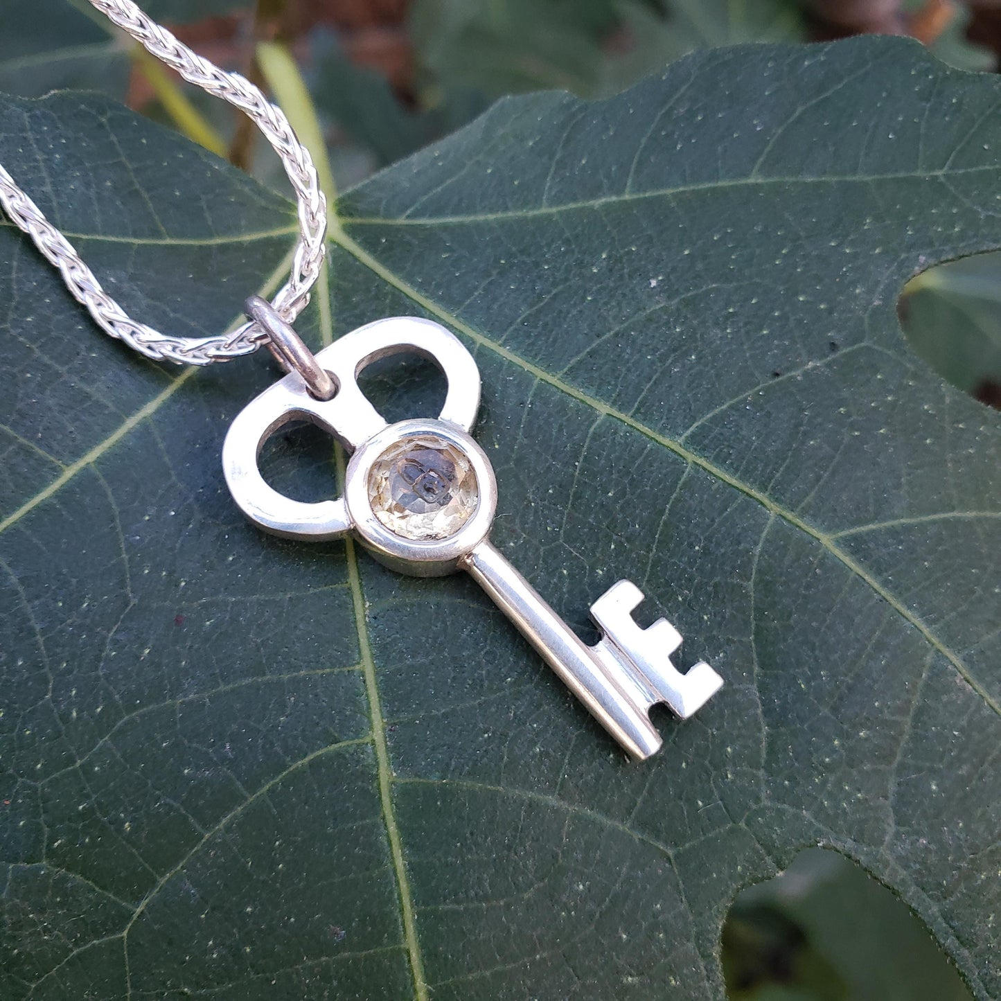 citrine lock and key pendant
