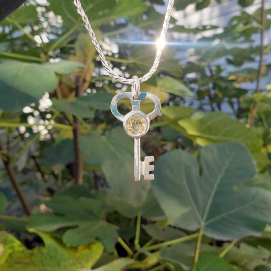 citrine lock and key pendant