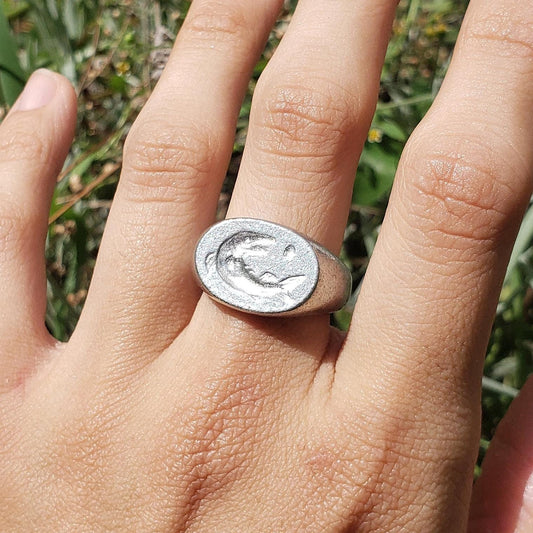 Salmon of knowledge wax seal signet ring