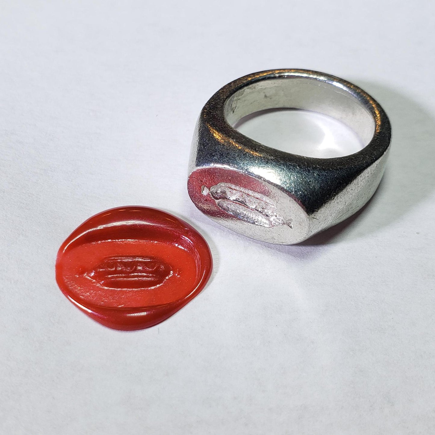 Hot dog wax seal signet ring