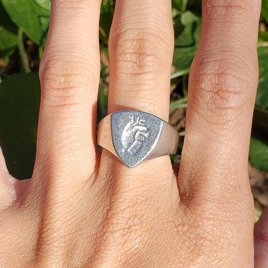 Heart wax seal signet ring