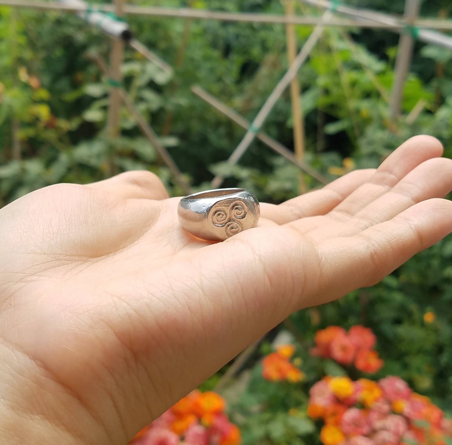 Pictish spiral wax seal signet ring