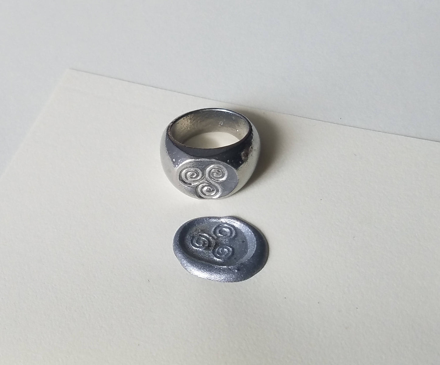 Pictish spiral wax seal signet ring