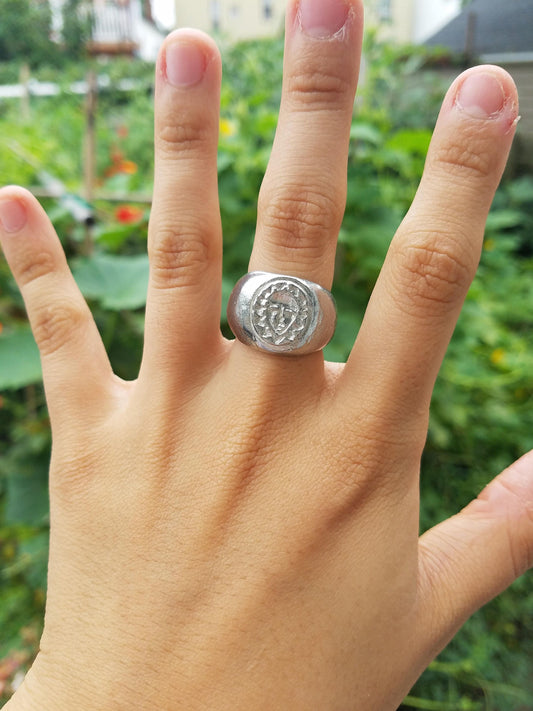 Sun mask wax seal signet ring