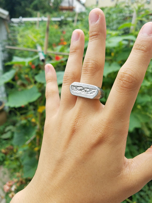 Egyptian Flying Sun Disk wax seal signet ring