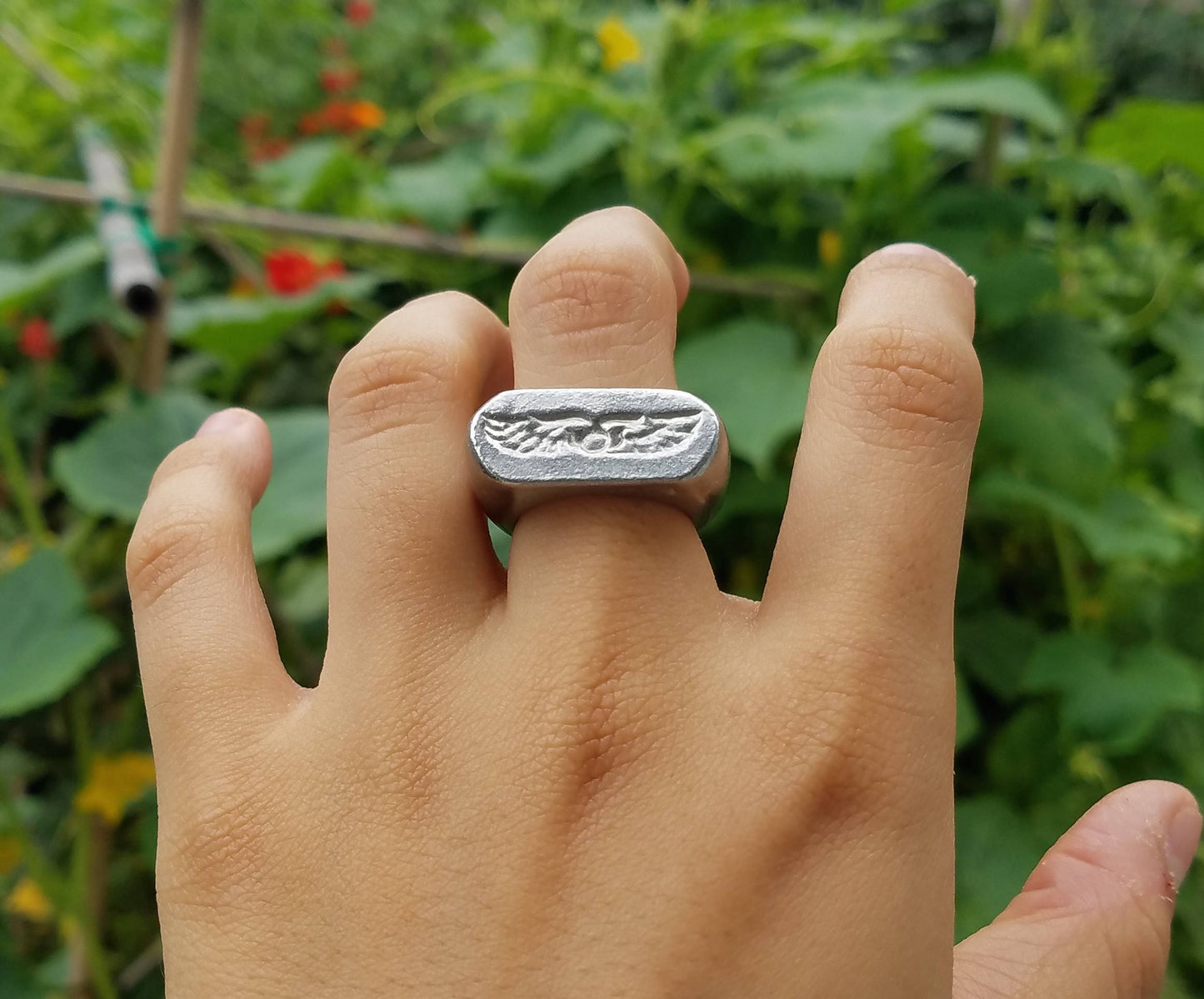 Egyptian Flying Sun Disk wax seal signet ring