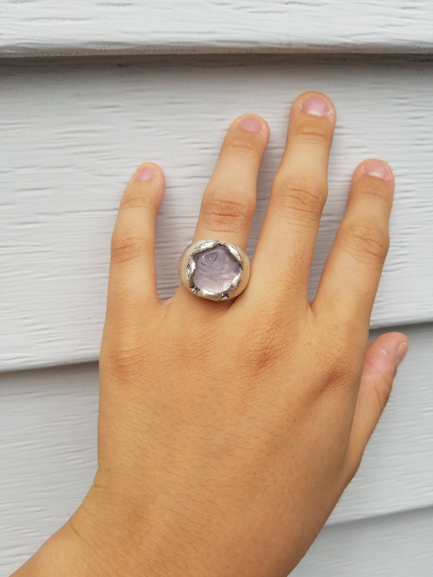 Tribal fish amethyst wax seal signet ring