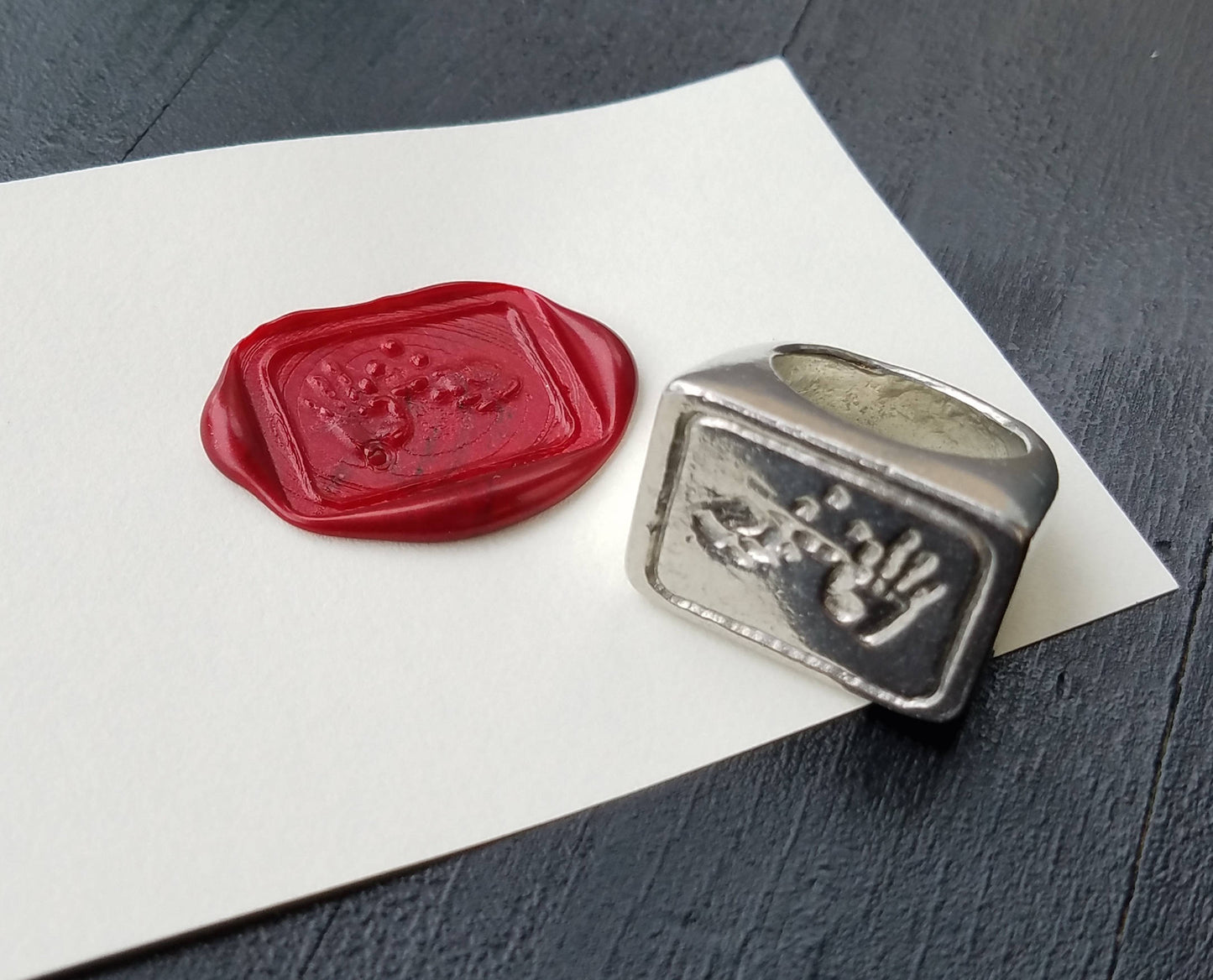 Fingerbang symbol wax seal signet ring