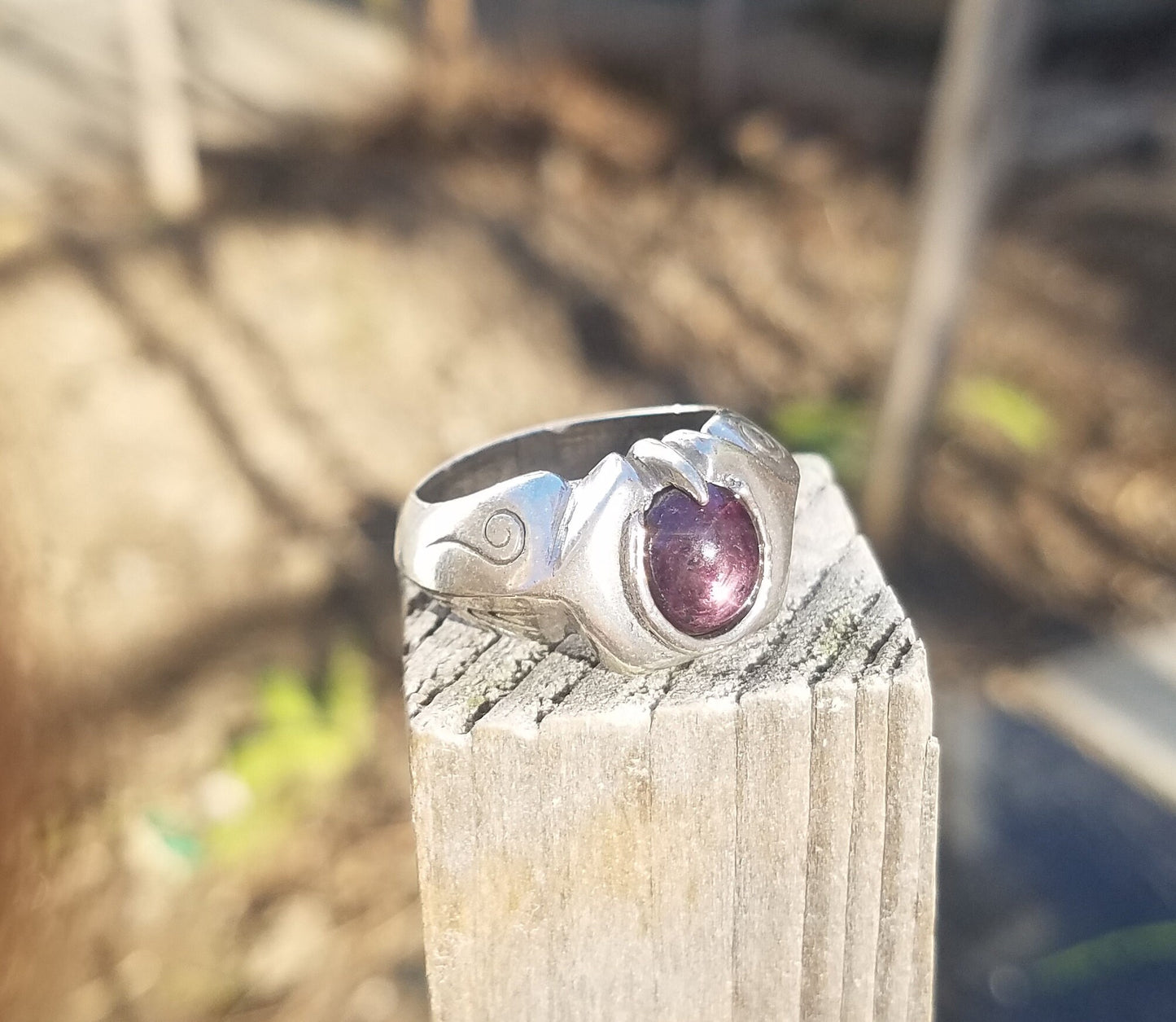 Star ruby silver ring