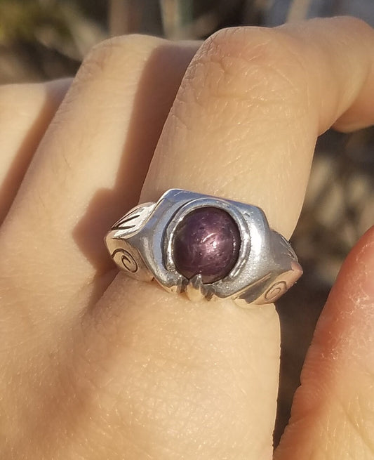 Star ruby silver ring