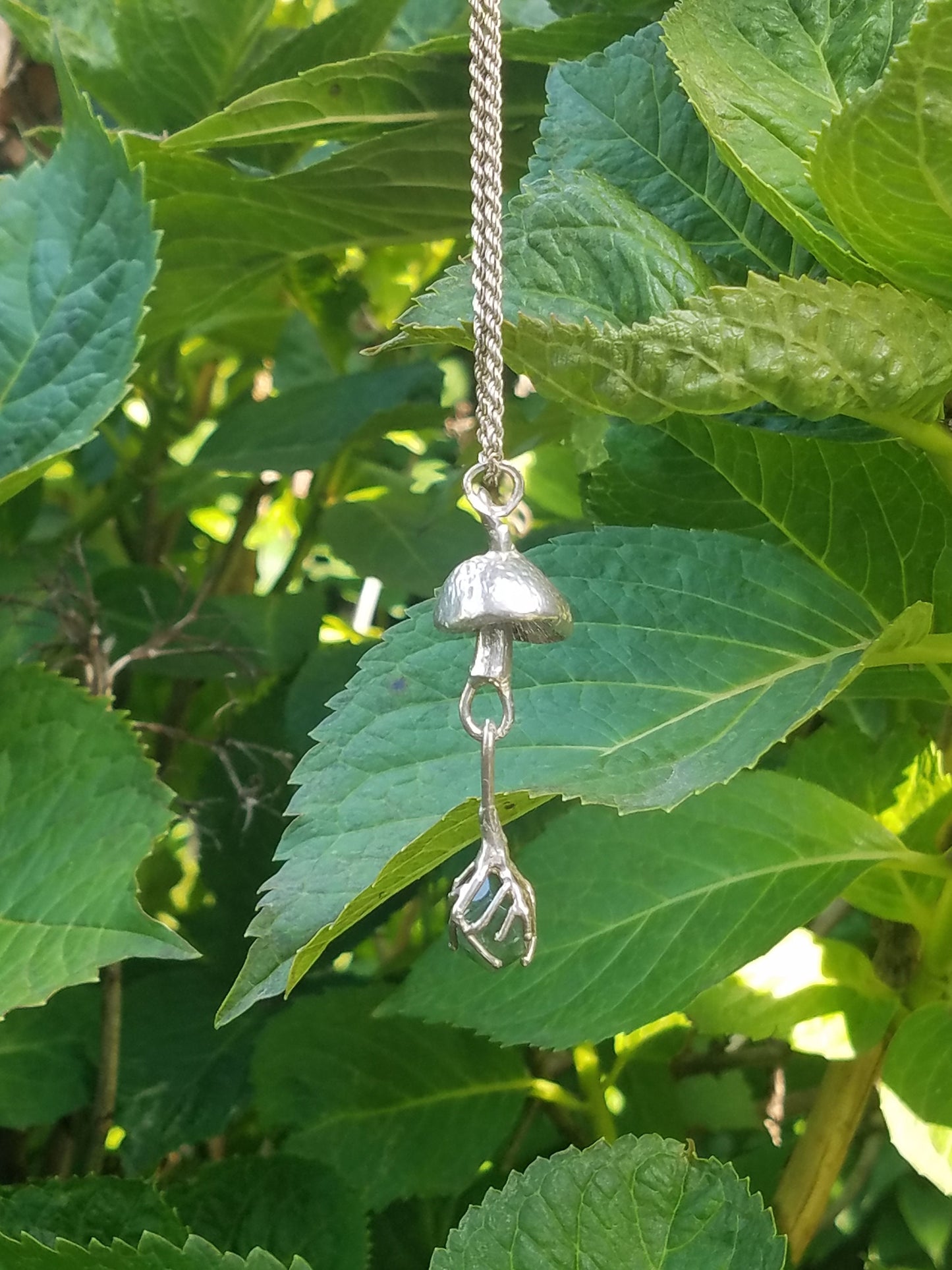 Demantoid garnet mushroom pendant