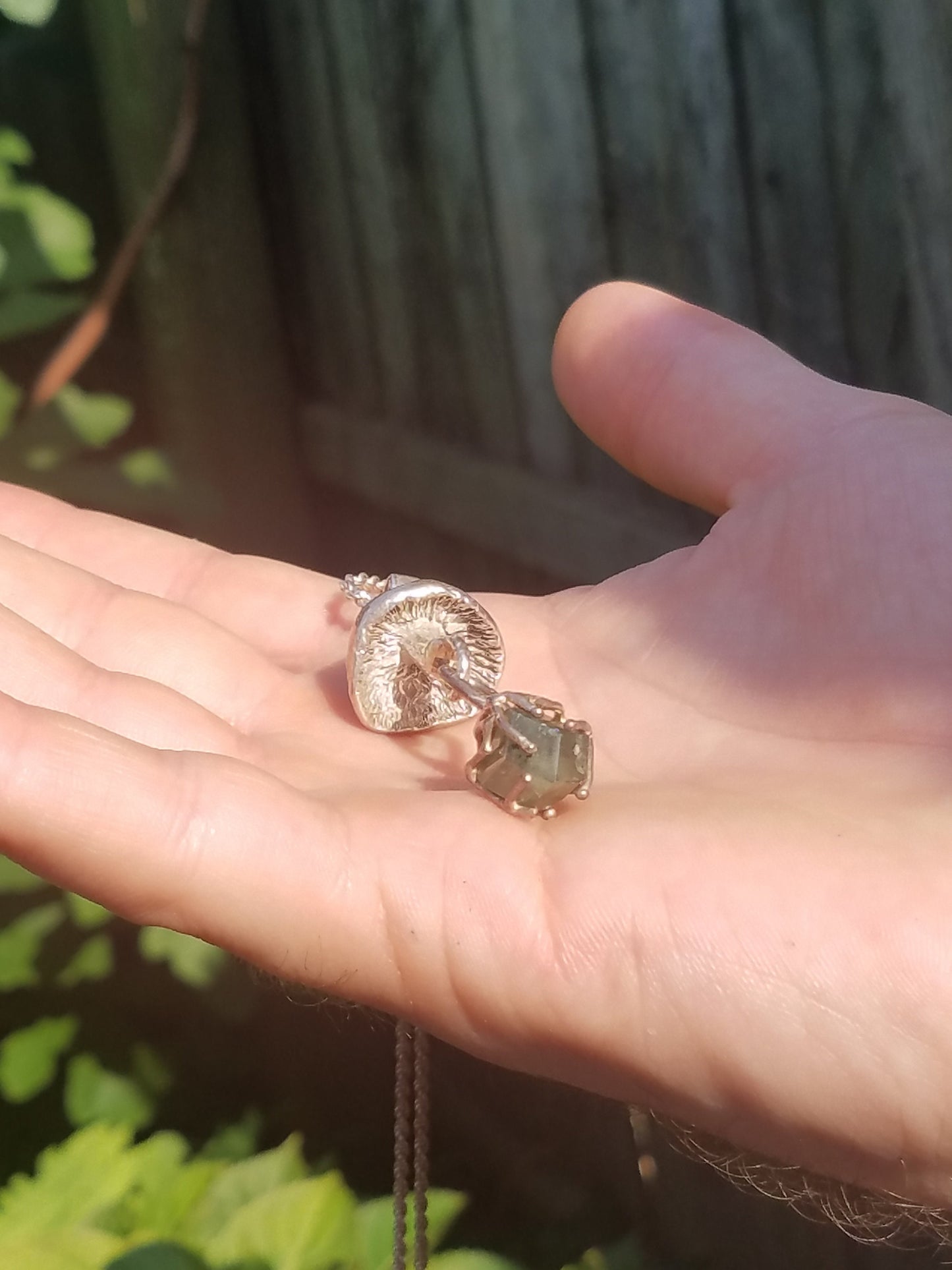 Demantoid garnet mushroom pendant