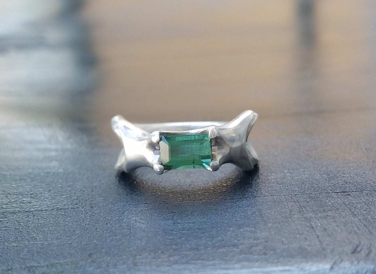 Floral green tourmaline ring