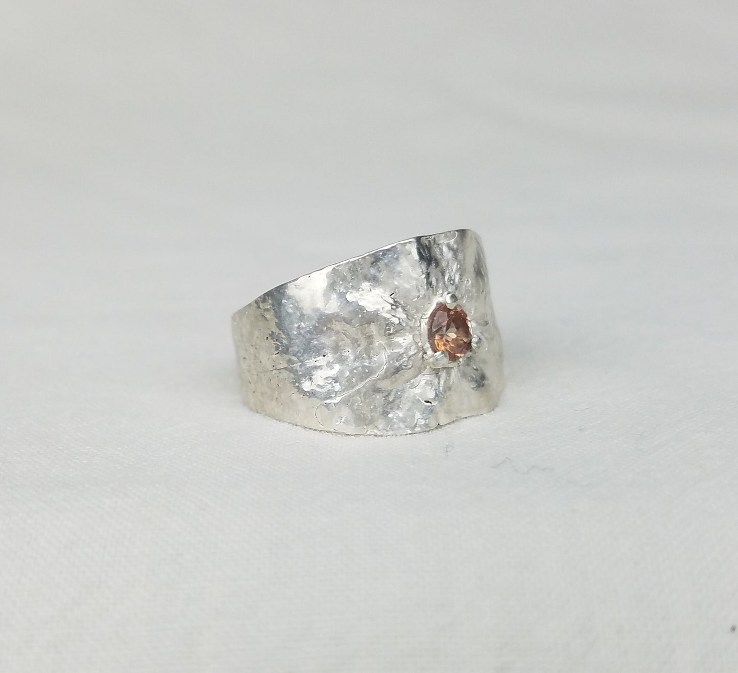 andalusite sterling silver orange peel ring.