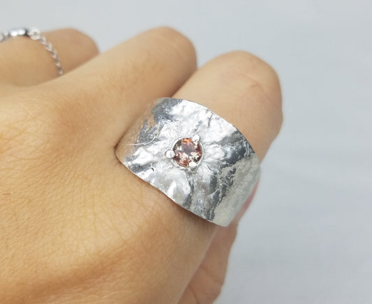 andalusite sterling silver orange peel ring.