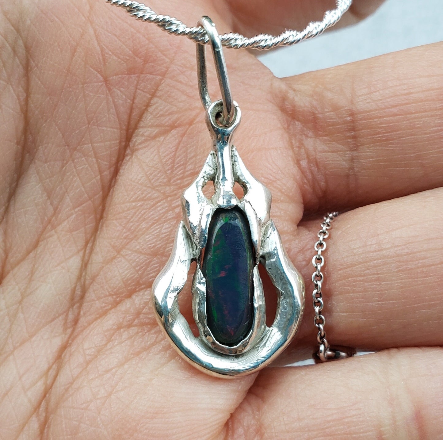 black opal fire pendant