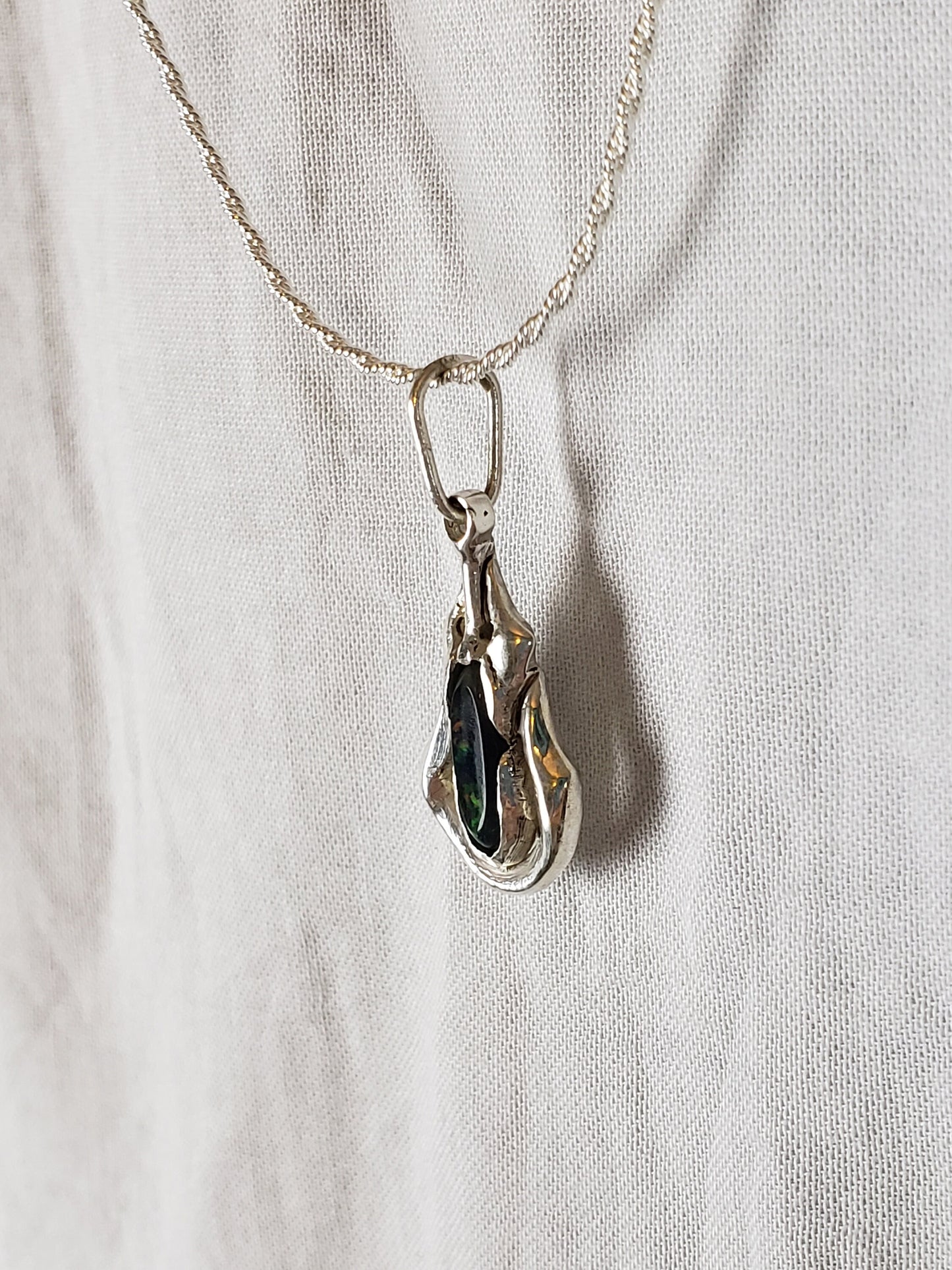 black opal fire pendant