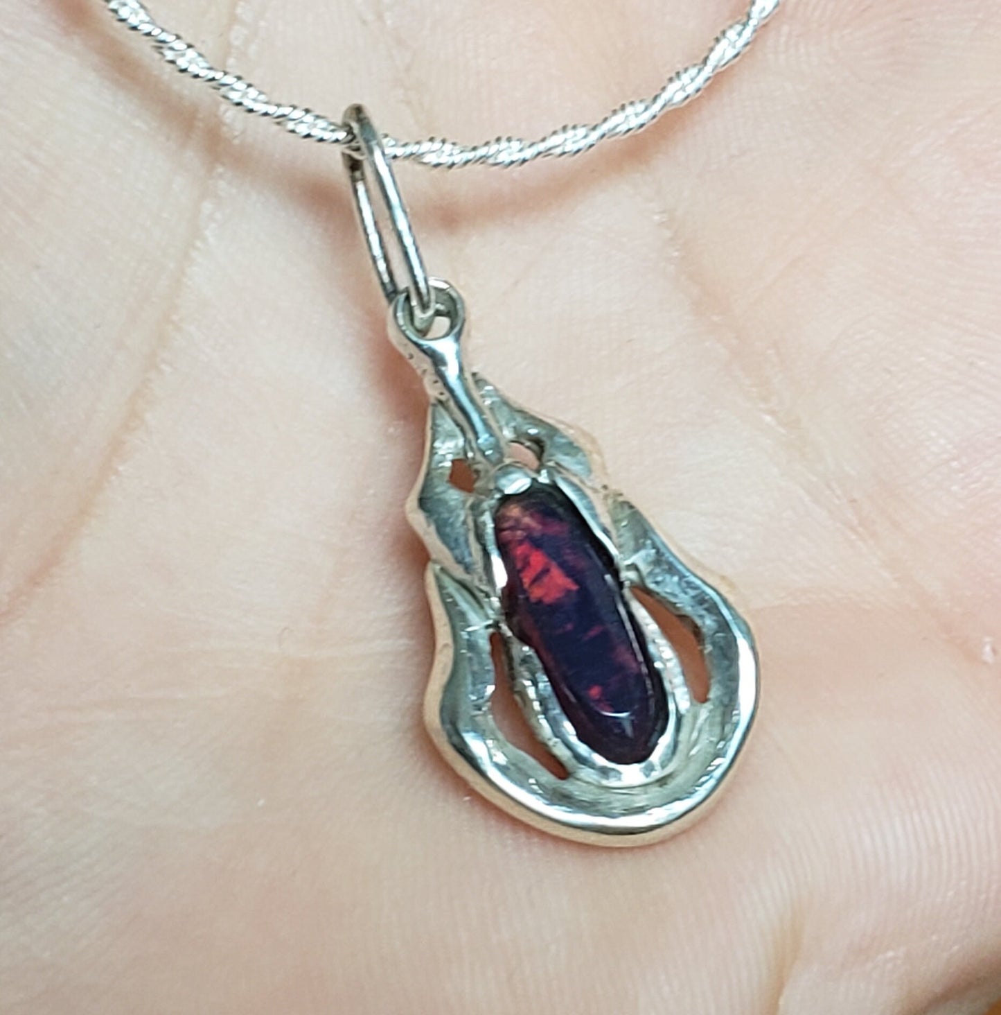 black opal fire pendant