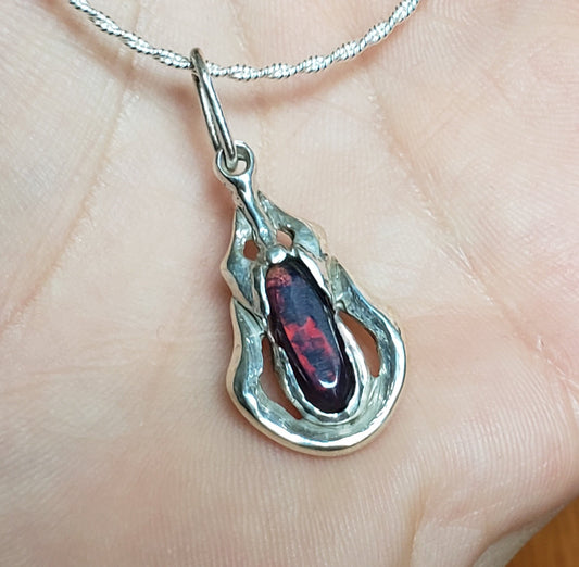 black opal fire pendant