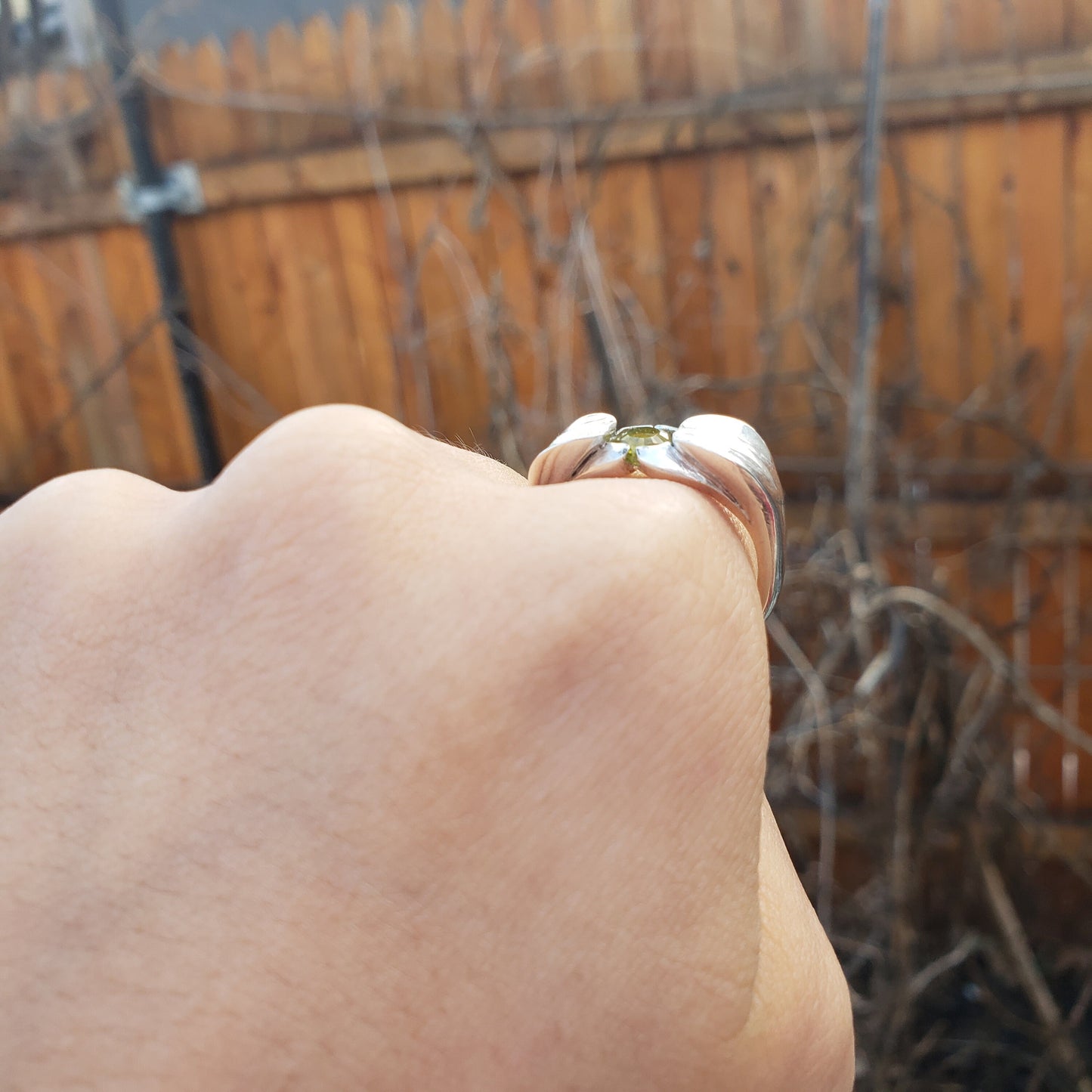 Reverse intaglio Skull green mali garnet ring