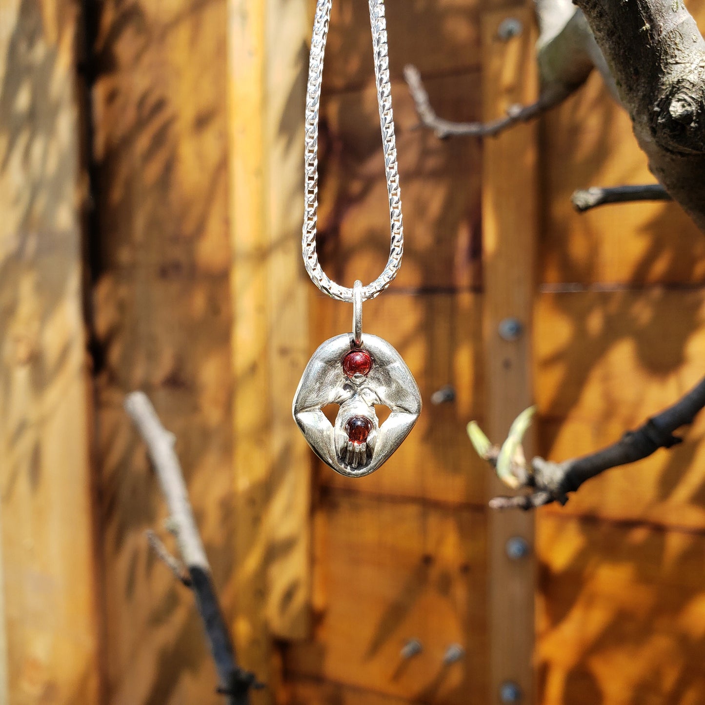 double garnet cabochon pendant