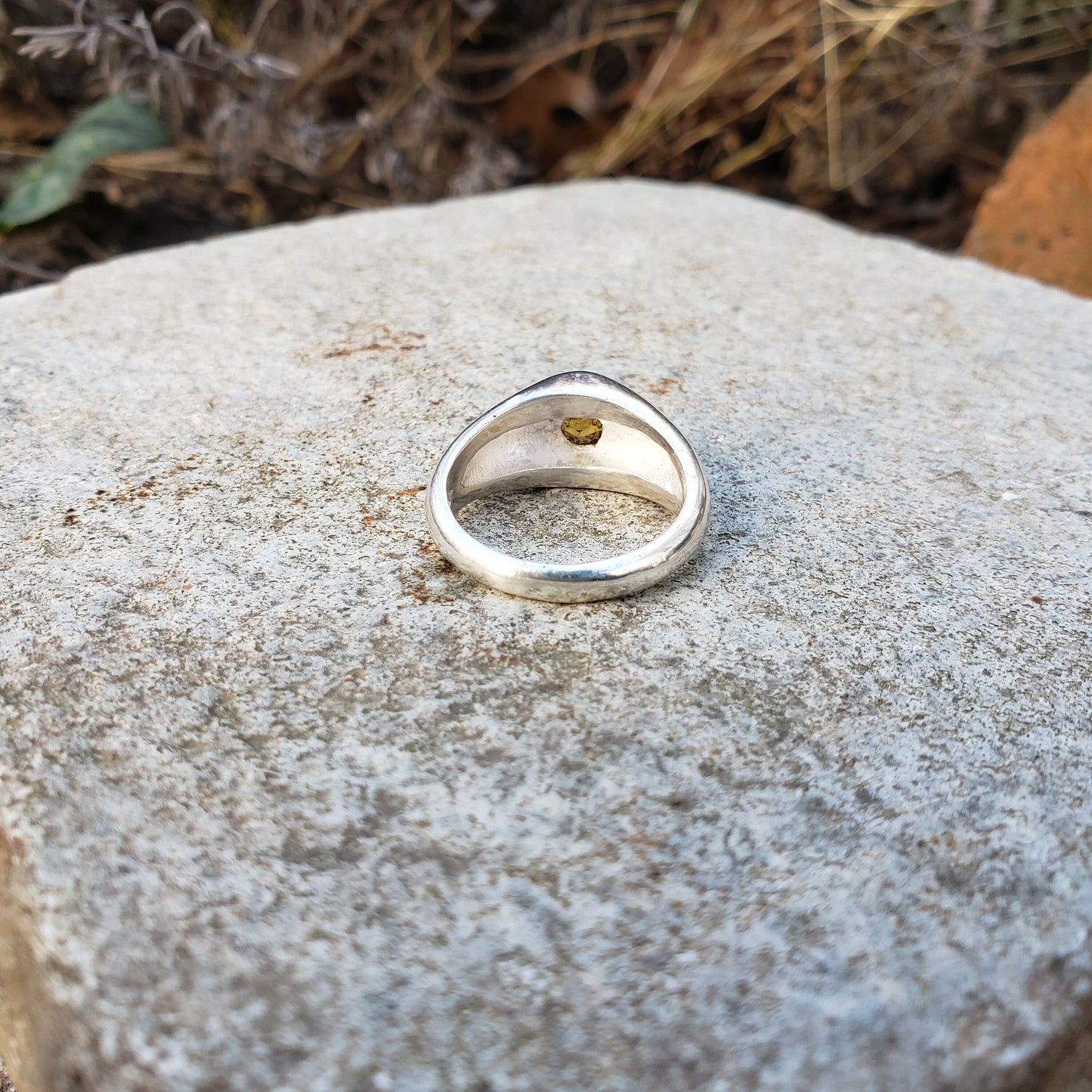 Fantasy bubble cut honey mali garnet silver ring