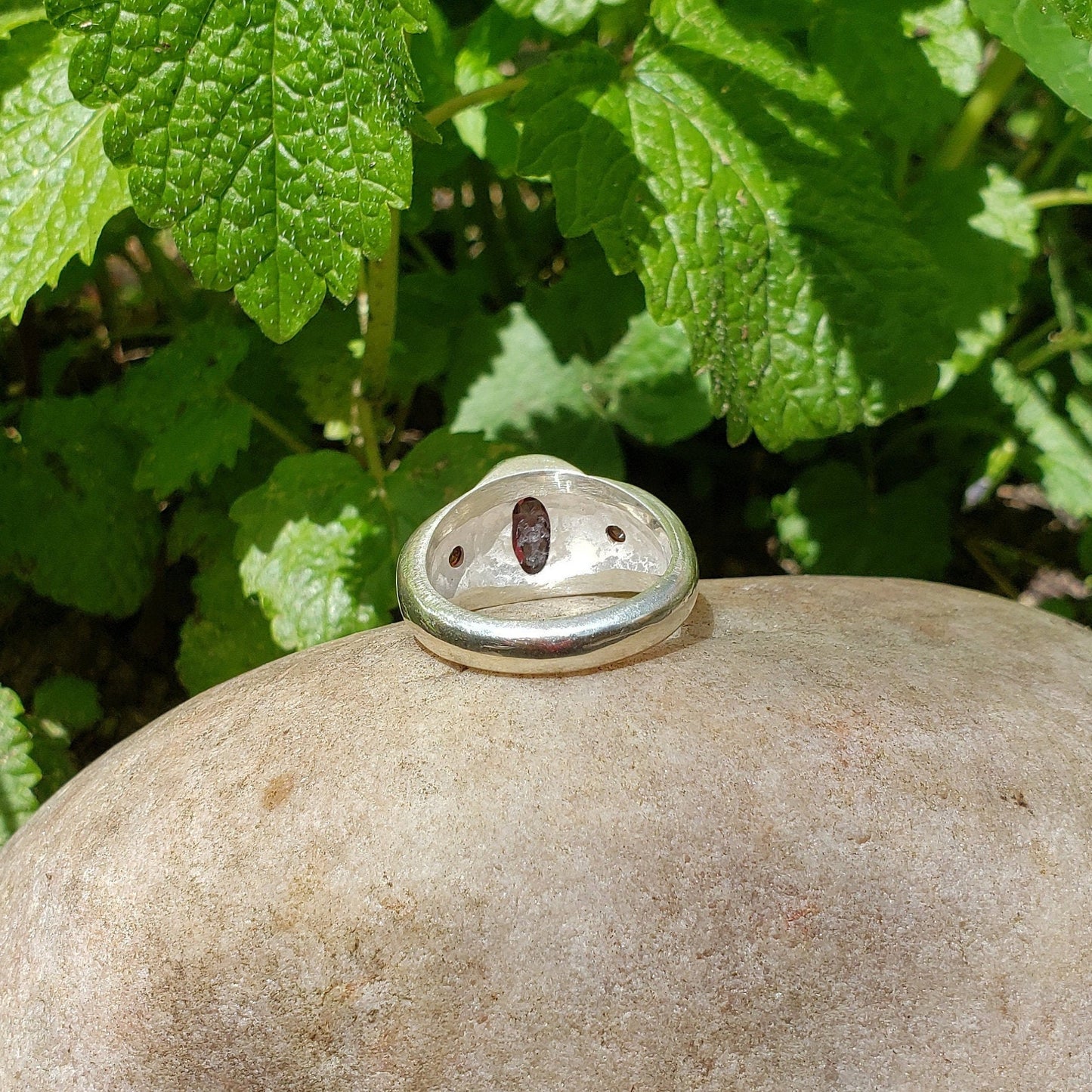 Rhodolite Reverse Intaglio Face ring