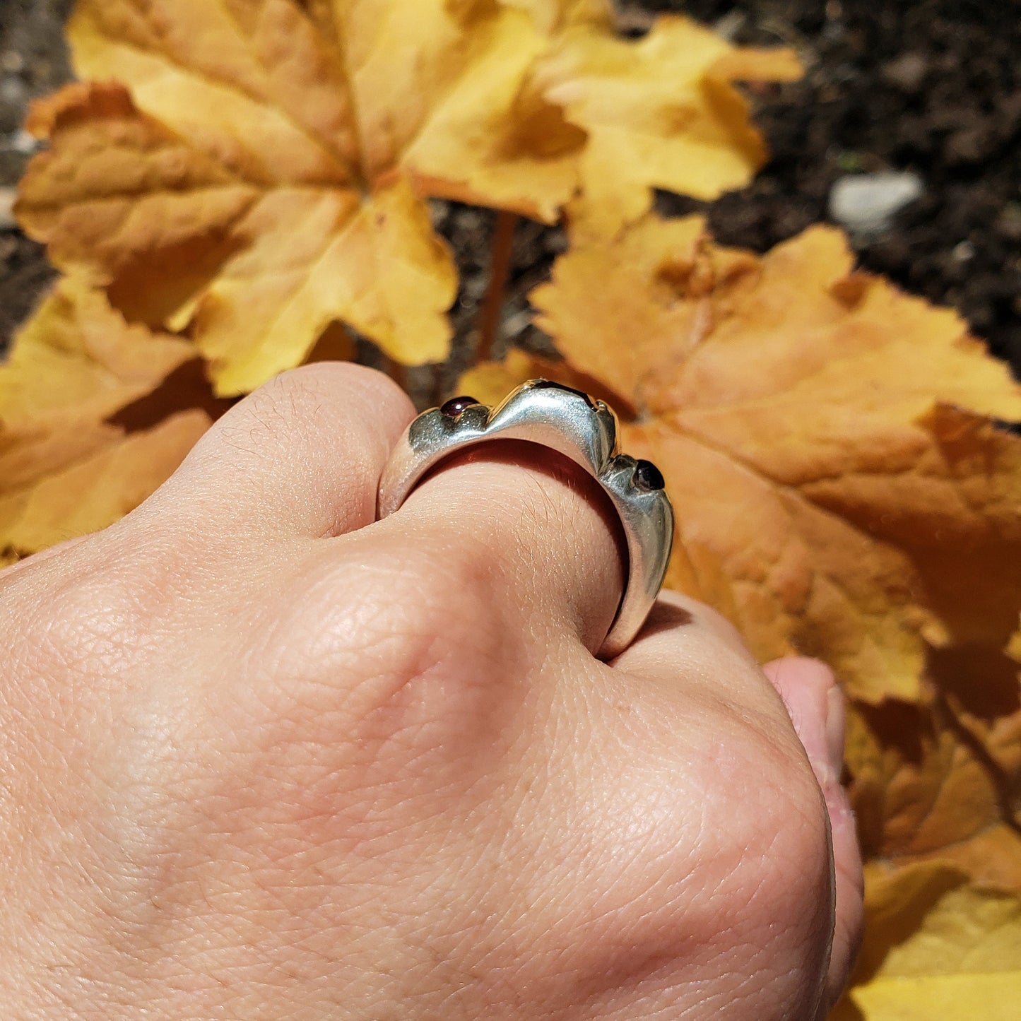 Rhodolite Reverse Intaglio Face ring