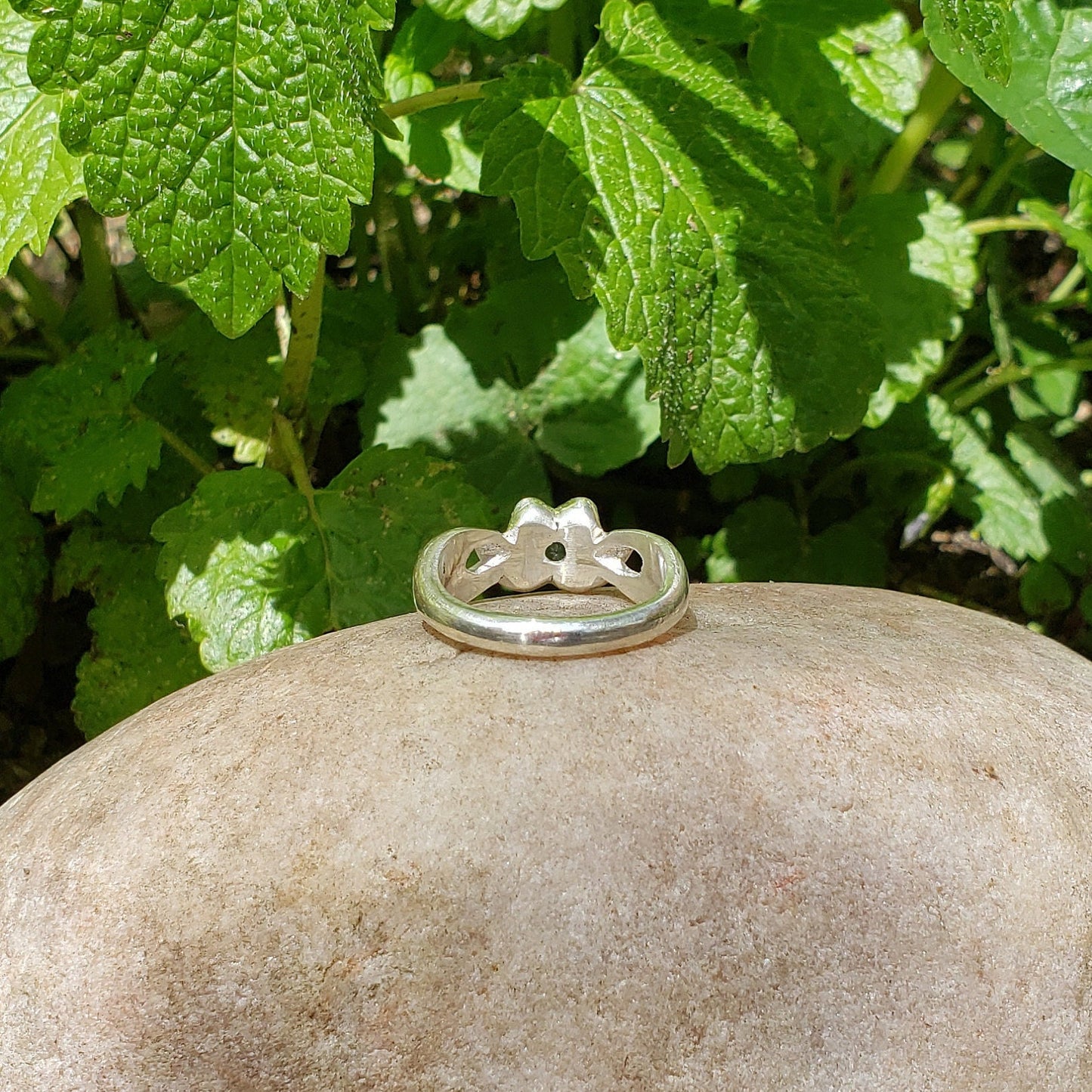 Greenish Blue natural checkerboard Sapphire ring