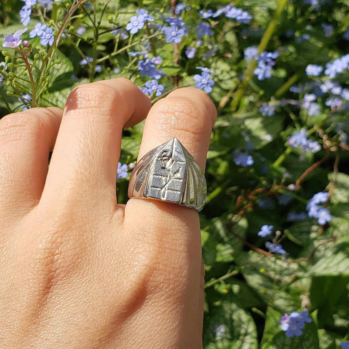 Rose blooming in the window wax seal signet ring