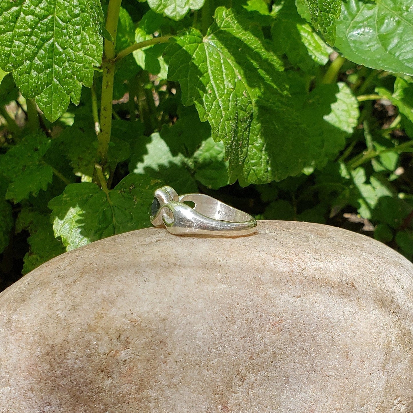 Greenish Blue natural checkerboard Sapphire ring