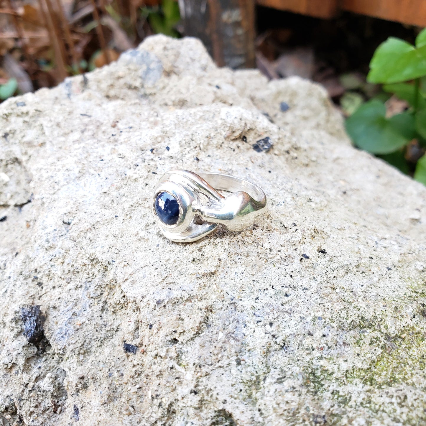 Star Sapphire sterling silver expose ring