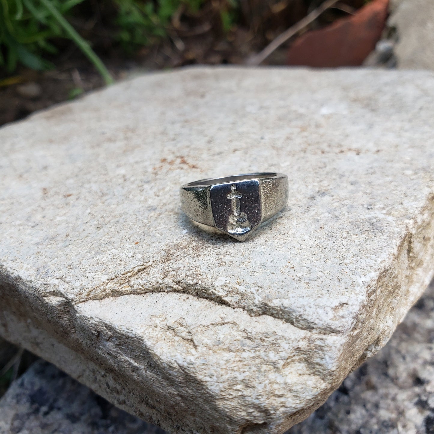 Sword in the stone wax seal signet ring