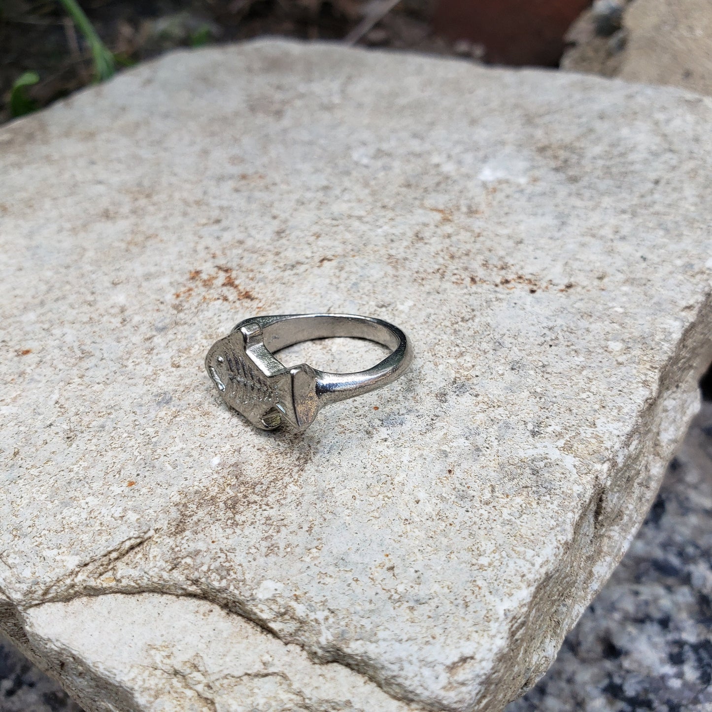 Fish skeleton wax seal signet ring