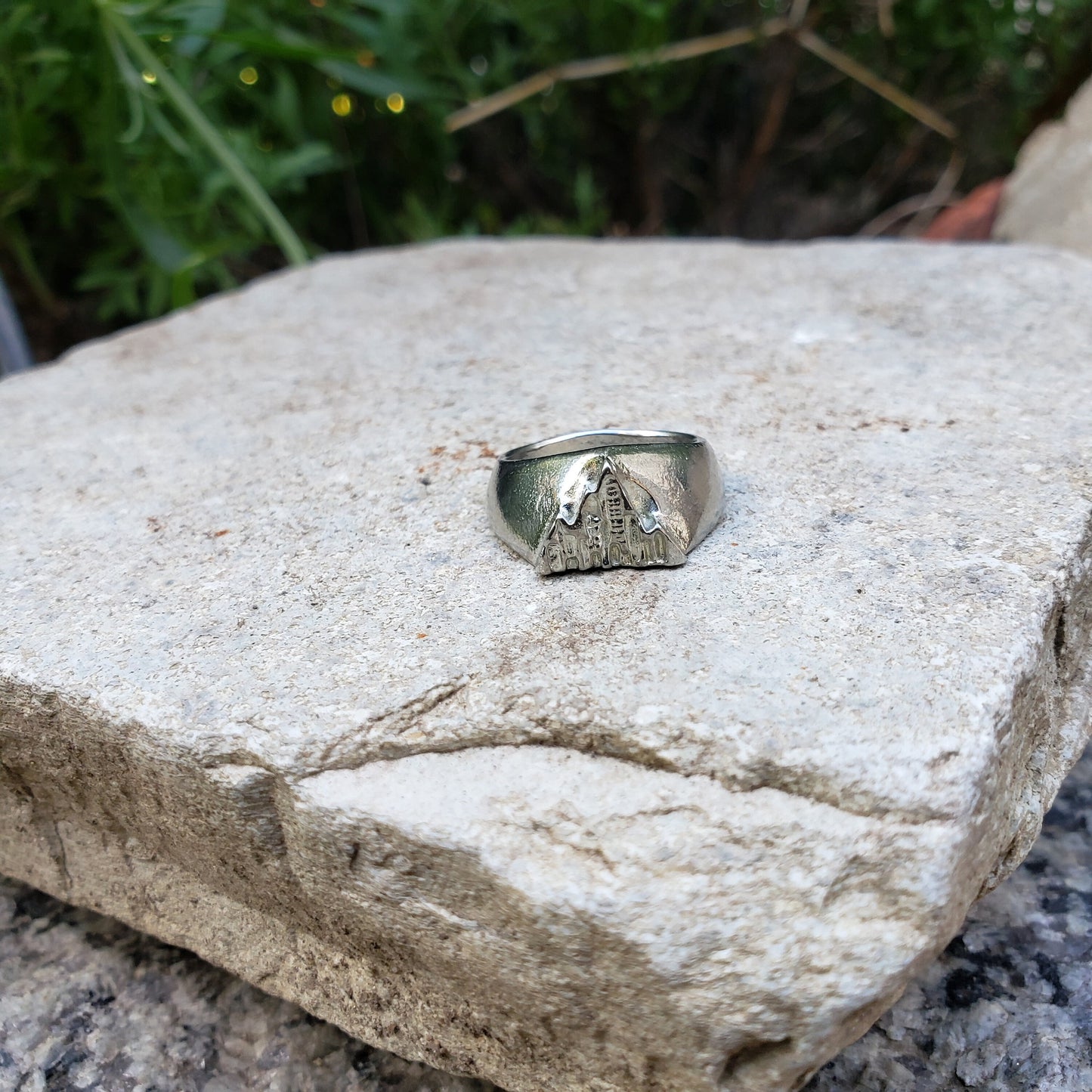 Mountain of steel wax seal signet ring